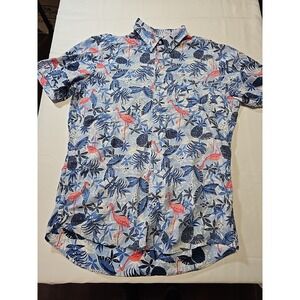 IZOD Saltwater Mens Medium Short Sleeve Tropica Prep Button Down Shirt